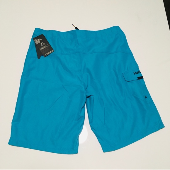 NWT Hurley Board Shorts Beach Swim Trunks Waist Size 34 L Neon Cyan Blue NEW - Picture 9 of 13